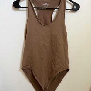 Zenana Outfitters Brown Racerback Bodysuit